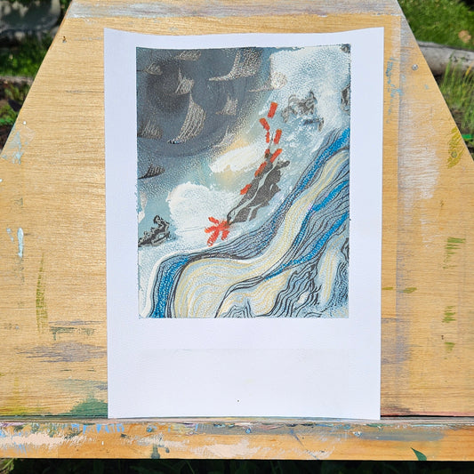 Abstract Landscape: River runs shallow, 8.25" x 11 7/16"