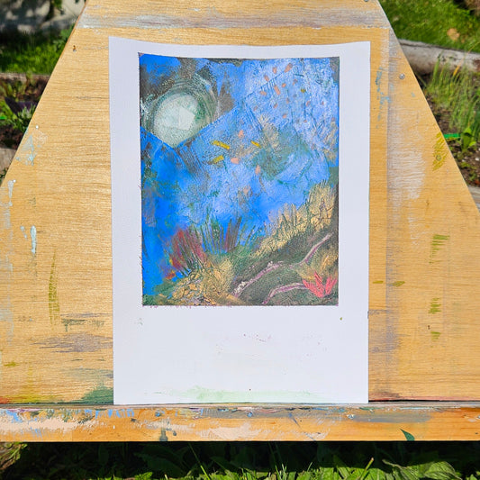 Abstract Landscape: Moon party, 8.25" x 11 7/16"