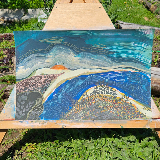 Abstract Landscape: Dreaming in the river, 18" x 12"