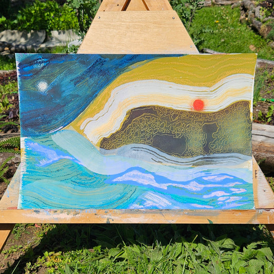 Abstract Landscape: Dreaming in the ocean, 18" x 12"