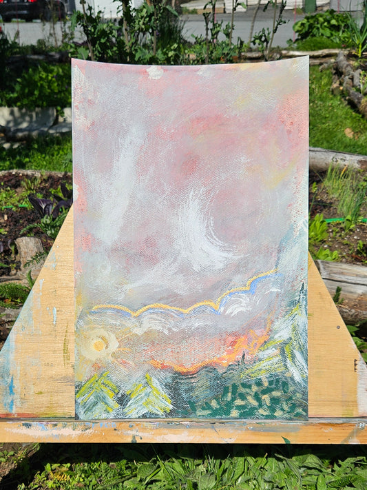 Abstract Landscape: Crying at sunset II, 12" x 18"