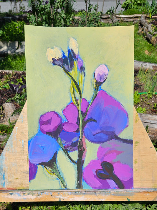 Abstract Flowers: Peas in space, 12" x 18"